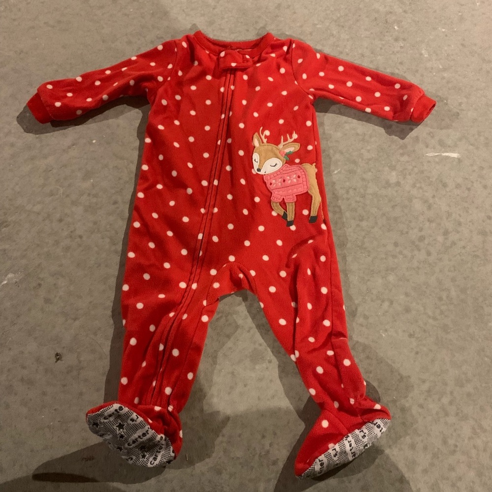 CARTERS GIRL 12 month  footie fleece pajamas